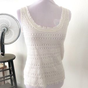 PAIGE Denim - White Lindsay Crochet Vest, Medium